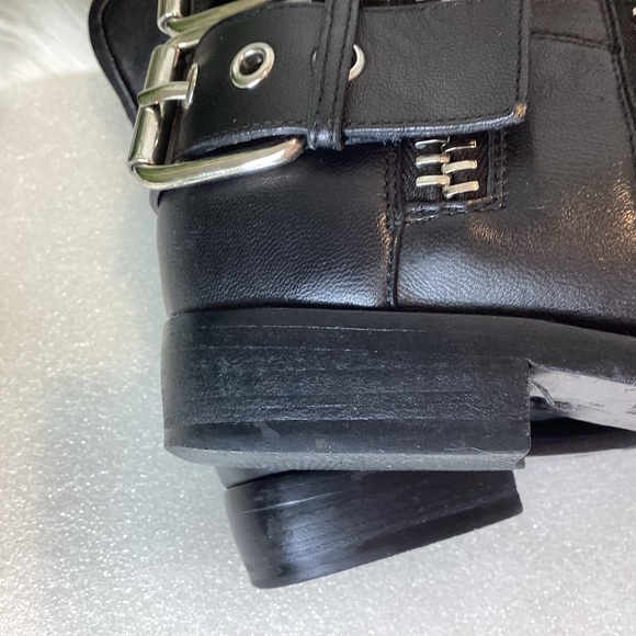 GIUSEPPE ZANOTTI BLACK LEATHER MOTO COMBAT BOOTS ZIPPERS STRAPS EUR 38 US 8 - Picture 10 of 14